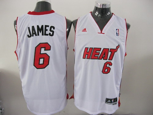  NBA Miami Heat 6 LeBron James Swingman White Home Jersey